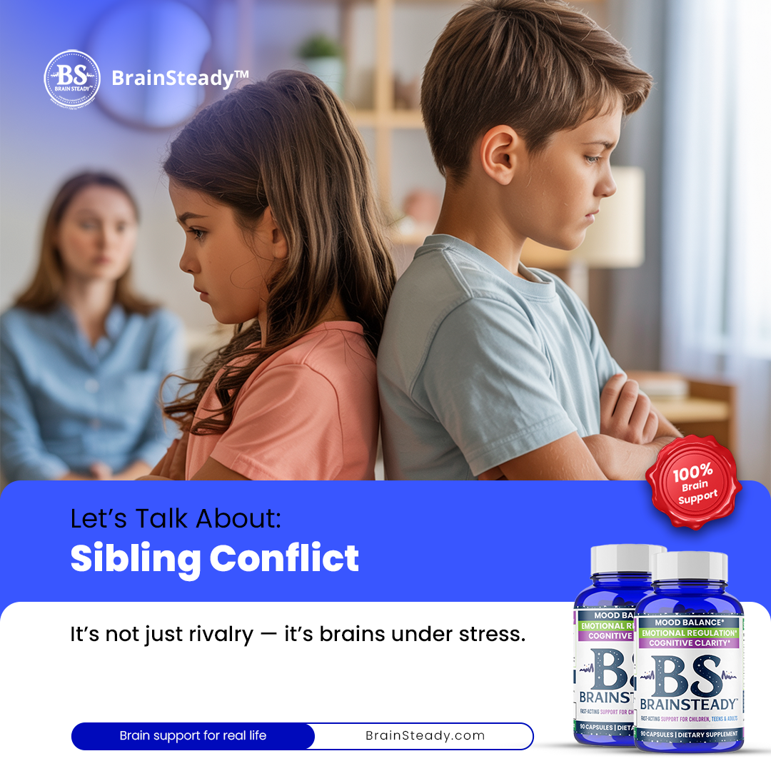 Two kids upset with each other while parent looks on