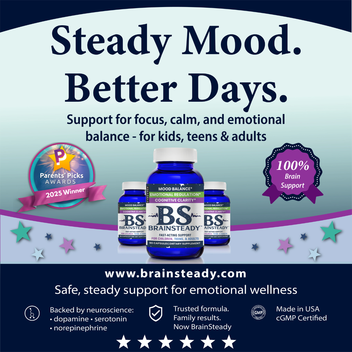 BrainSteady brain support for steady mood and better days